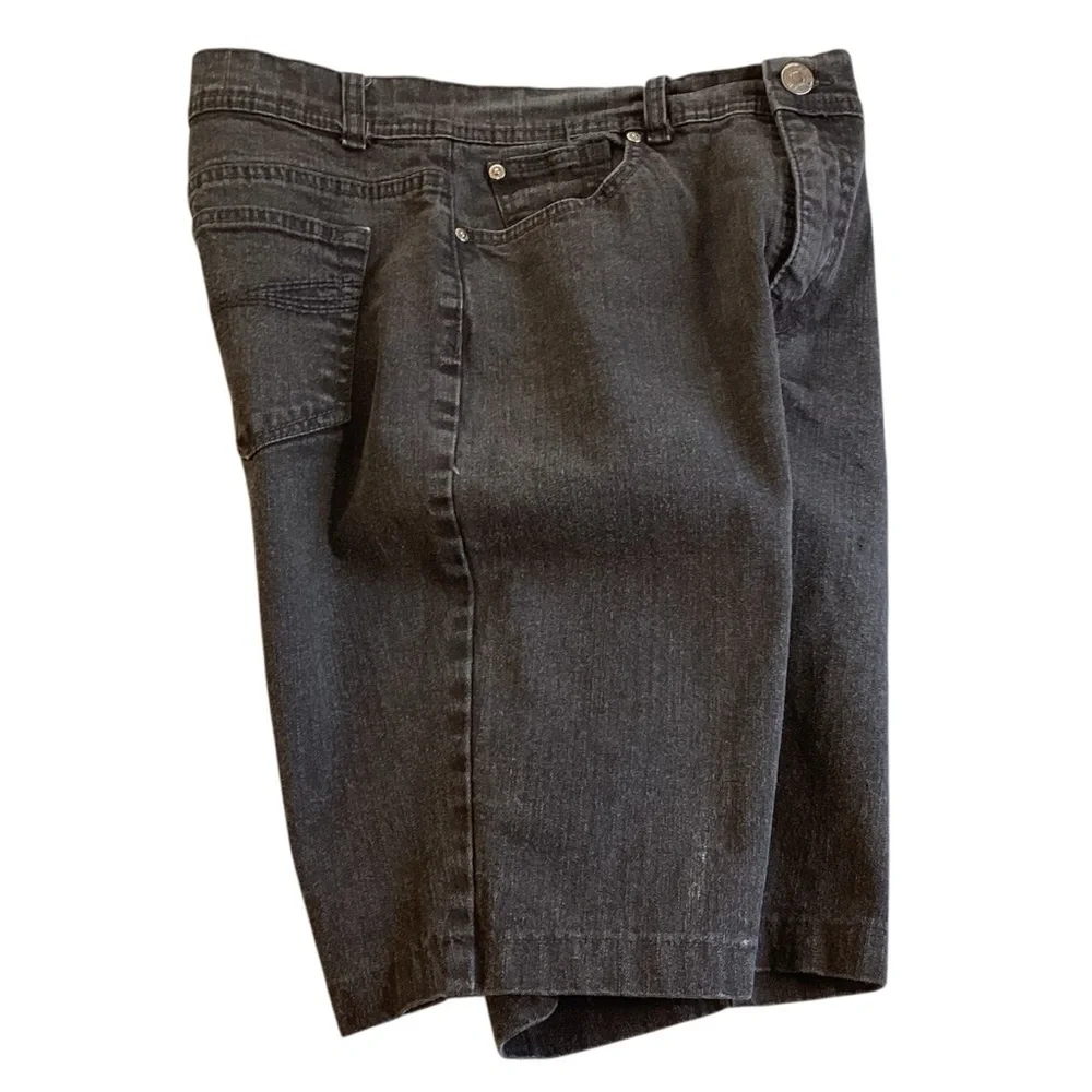Vintage Y2K 90s Hannah Black Wash‎ High Rise Denim Bermuda Shorts Size 10
